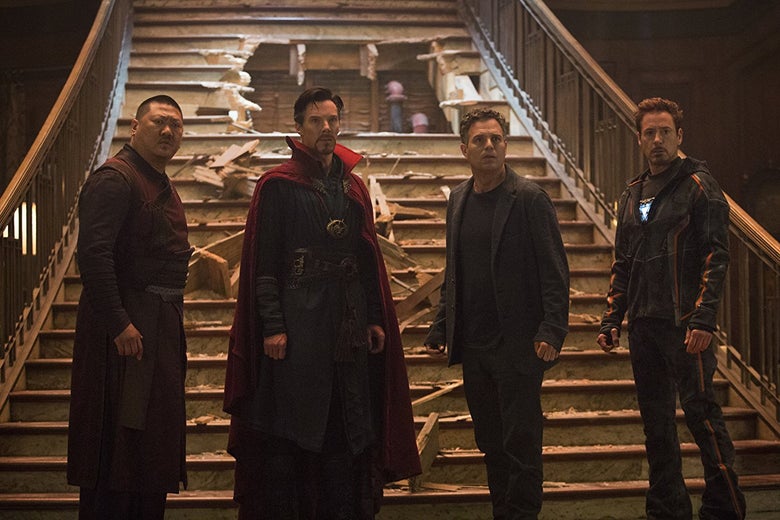 Benedict Wong, Benedict Cumberbatch, Mark Ruffalo, and Robert Downey Jr.